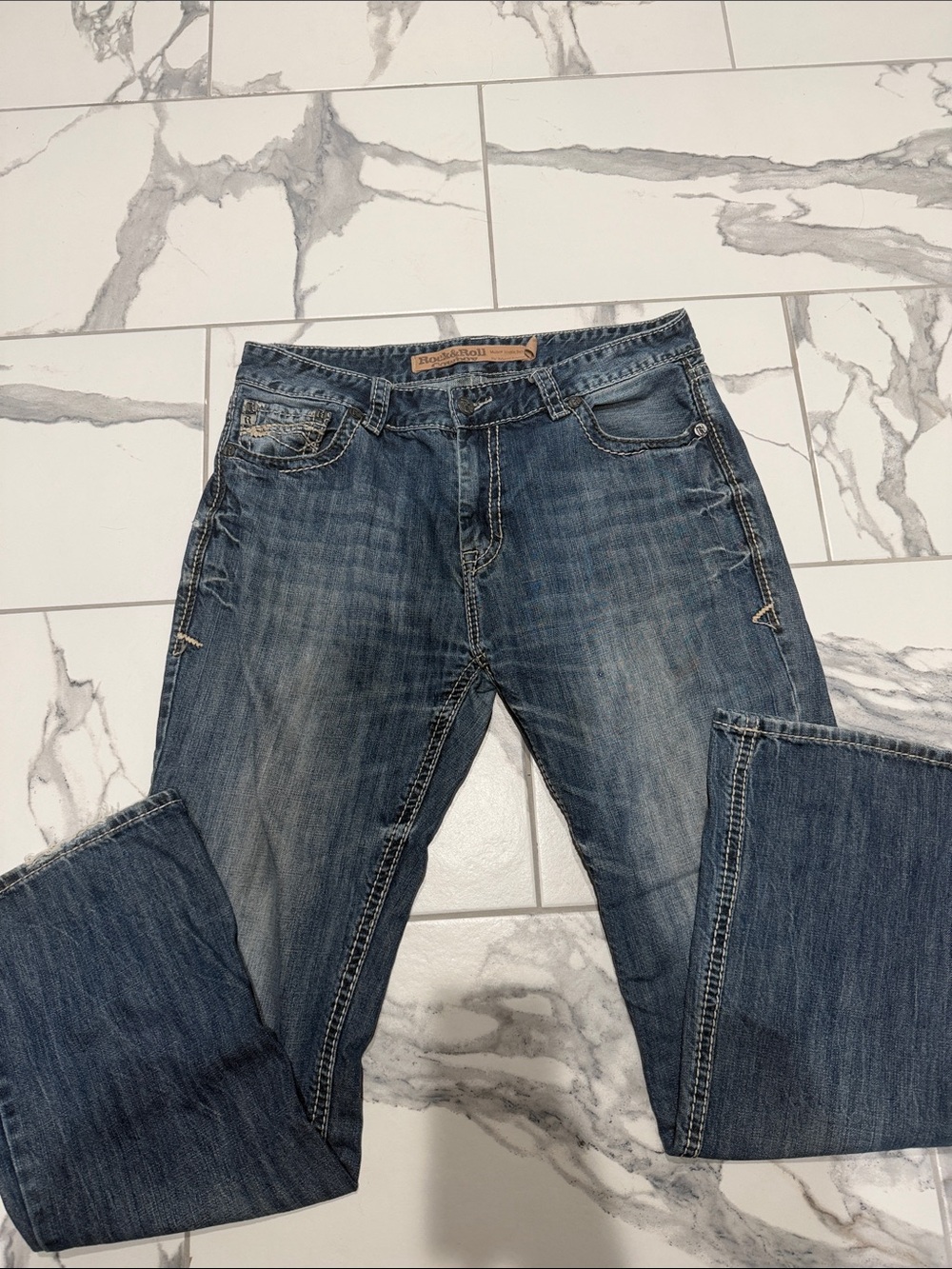Rock & Roll Cowboy Blue Distressed Jeans